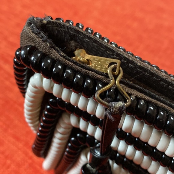 VTG 40’s Black White Stripes Telephone Cord Wire Clutch Bag Purse - Picture 11 of 11